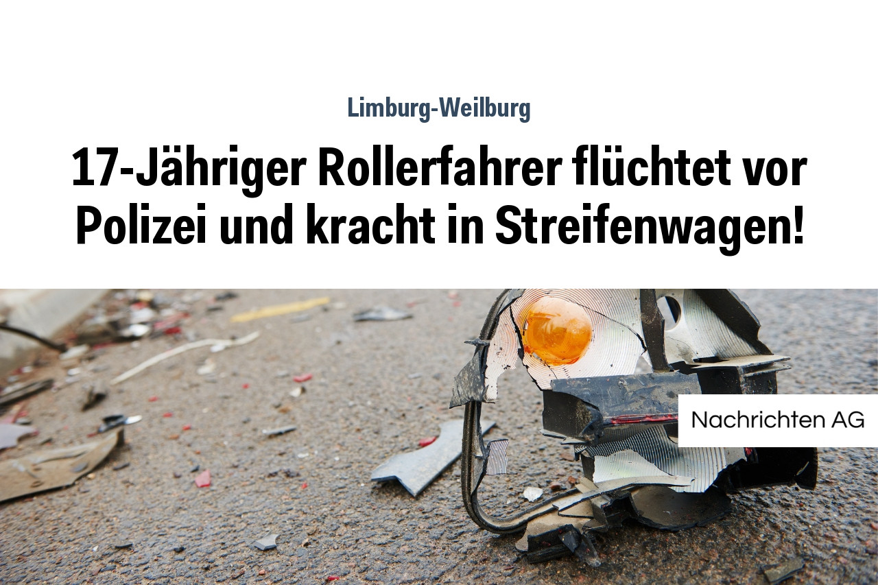 17-Jähriger Rollerfahrer flüchtet vor Polizei und kracht in Streifenwagen!